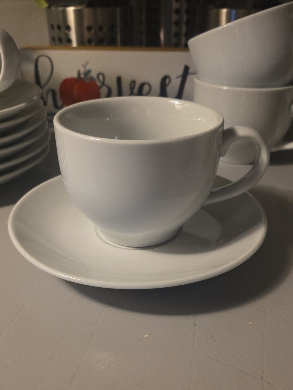 1 Set - Pottery Barn Great White Cup and Saucer EUC